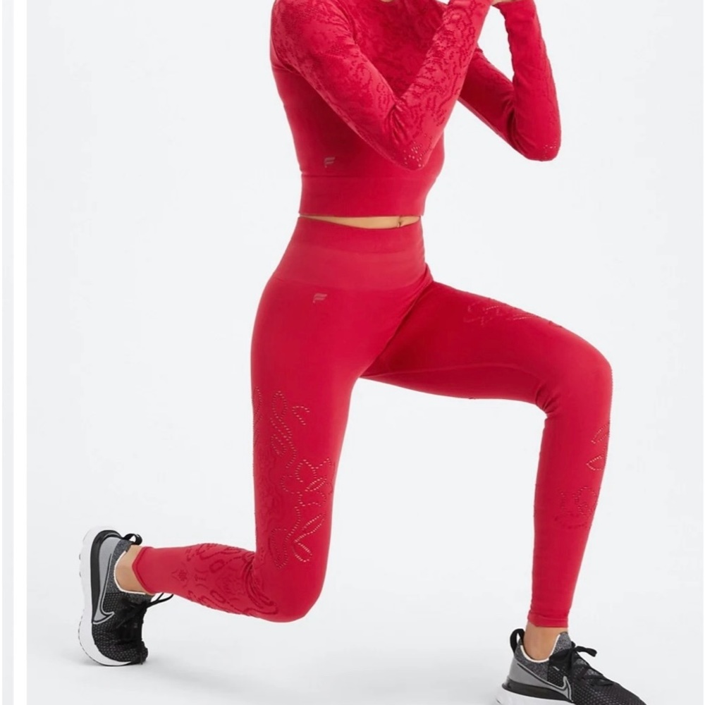 Fabletics XL high waisted seamless leggings-red
